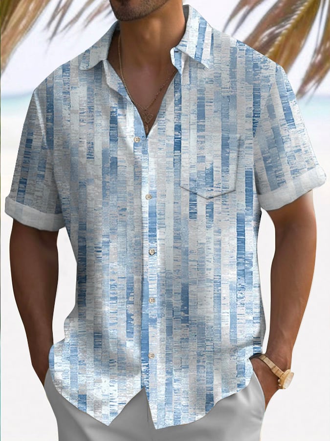 Camisa retro Vacation Style estampado casual (With Pockets) para hombre