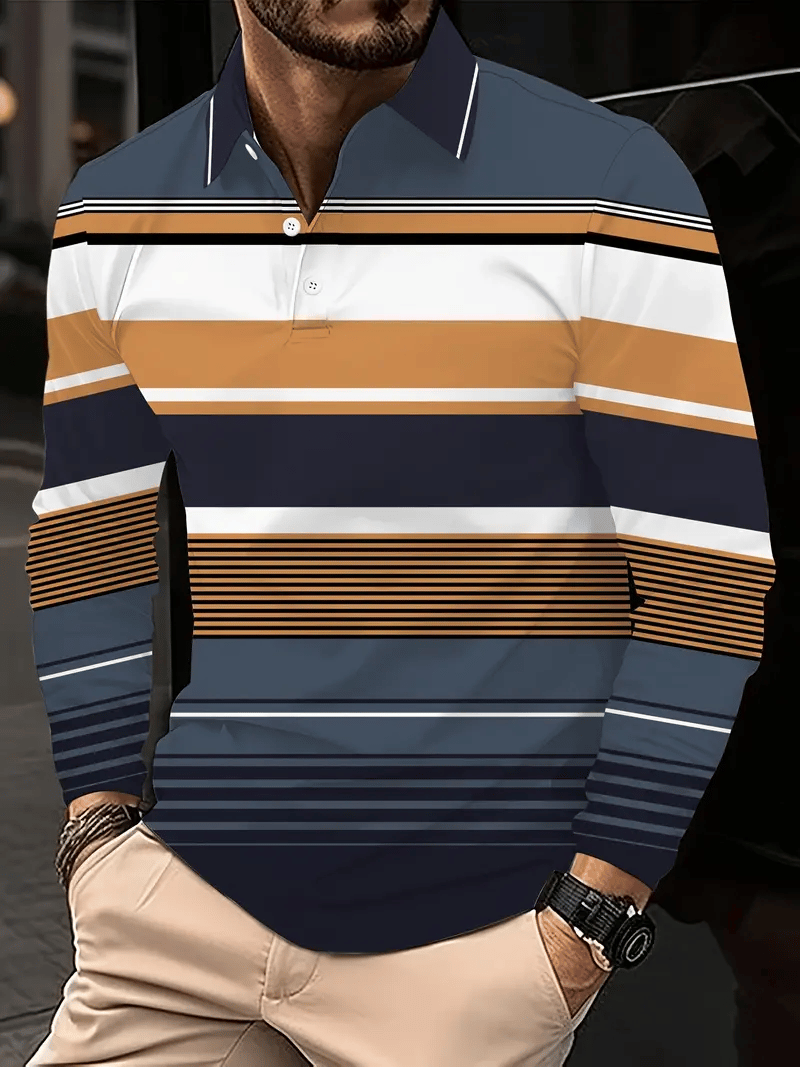 Ejecutivo casual a rayas con botones Polo para hombre