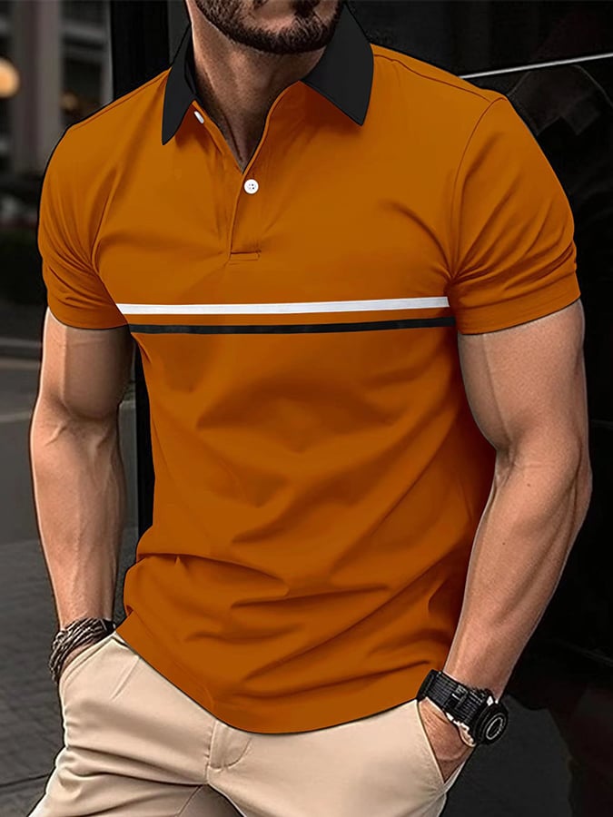 Camisa polo Sports casual de corte entallado de manga corta Half Button