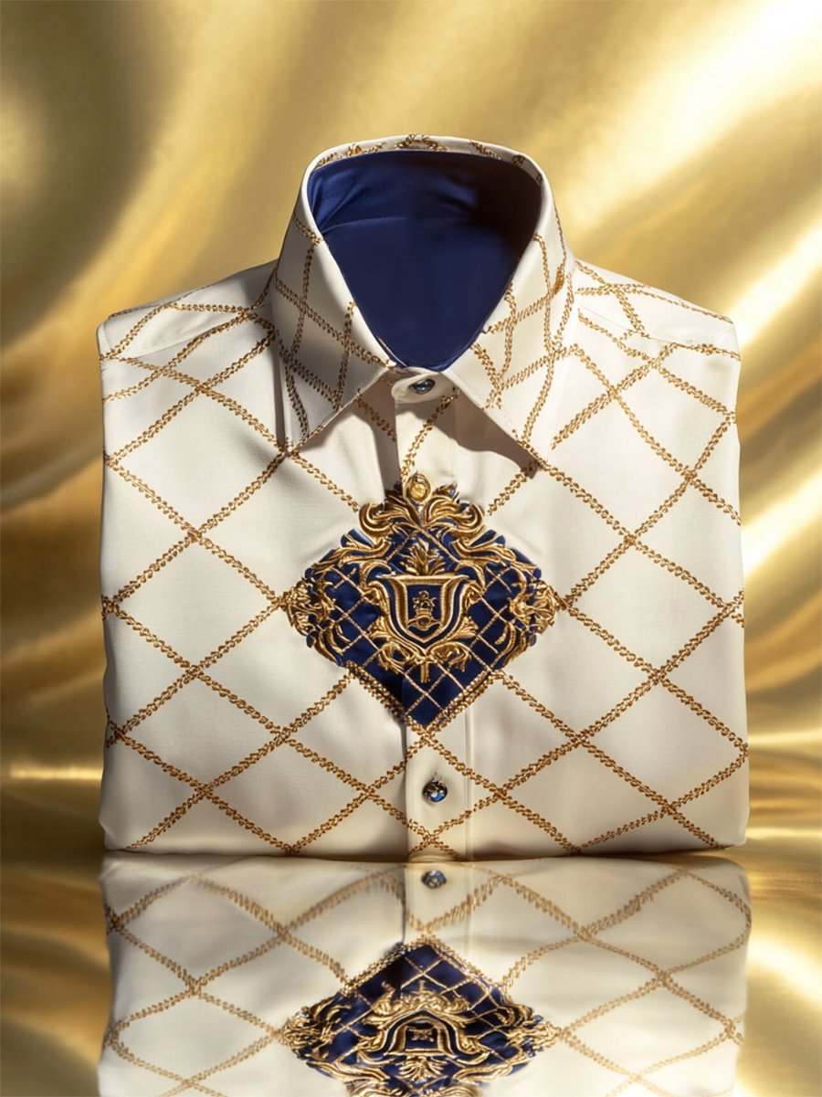 Camisa satén Luxe de manga larga con botones para hombre