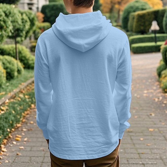 Camisa Beach Wear Hooded camisa Solid / Plain Color Street Going out Black White Khaki Gray de manga larga Hooded Summer Clothing Apparel Adjustable Drawstring Hood para hombre