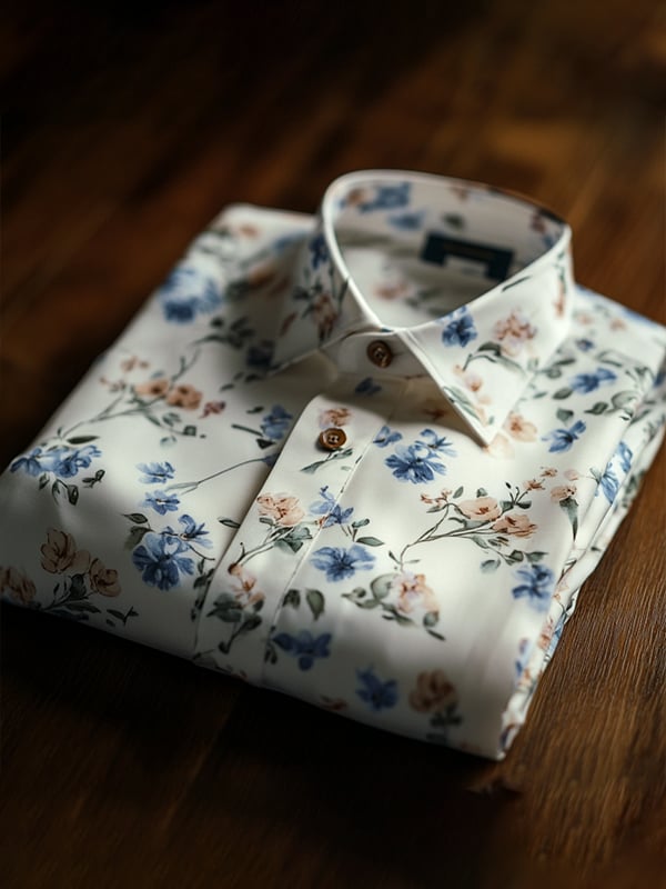 Camisa casual Watercolor floral estampado de manga larga para hombre