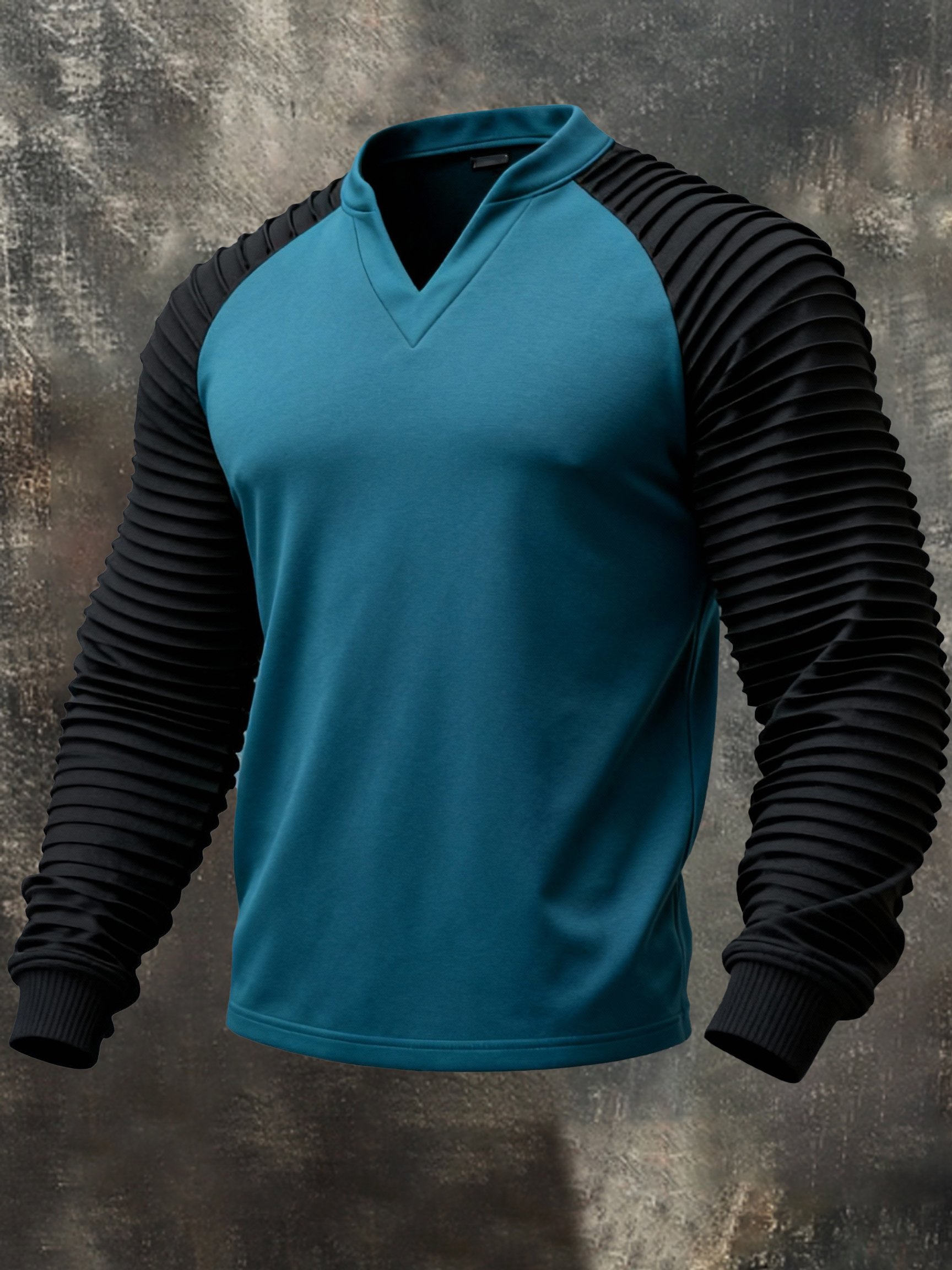 Camiseta vintage Comfortable Color-Block de manga larga para hombre
