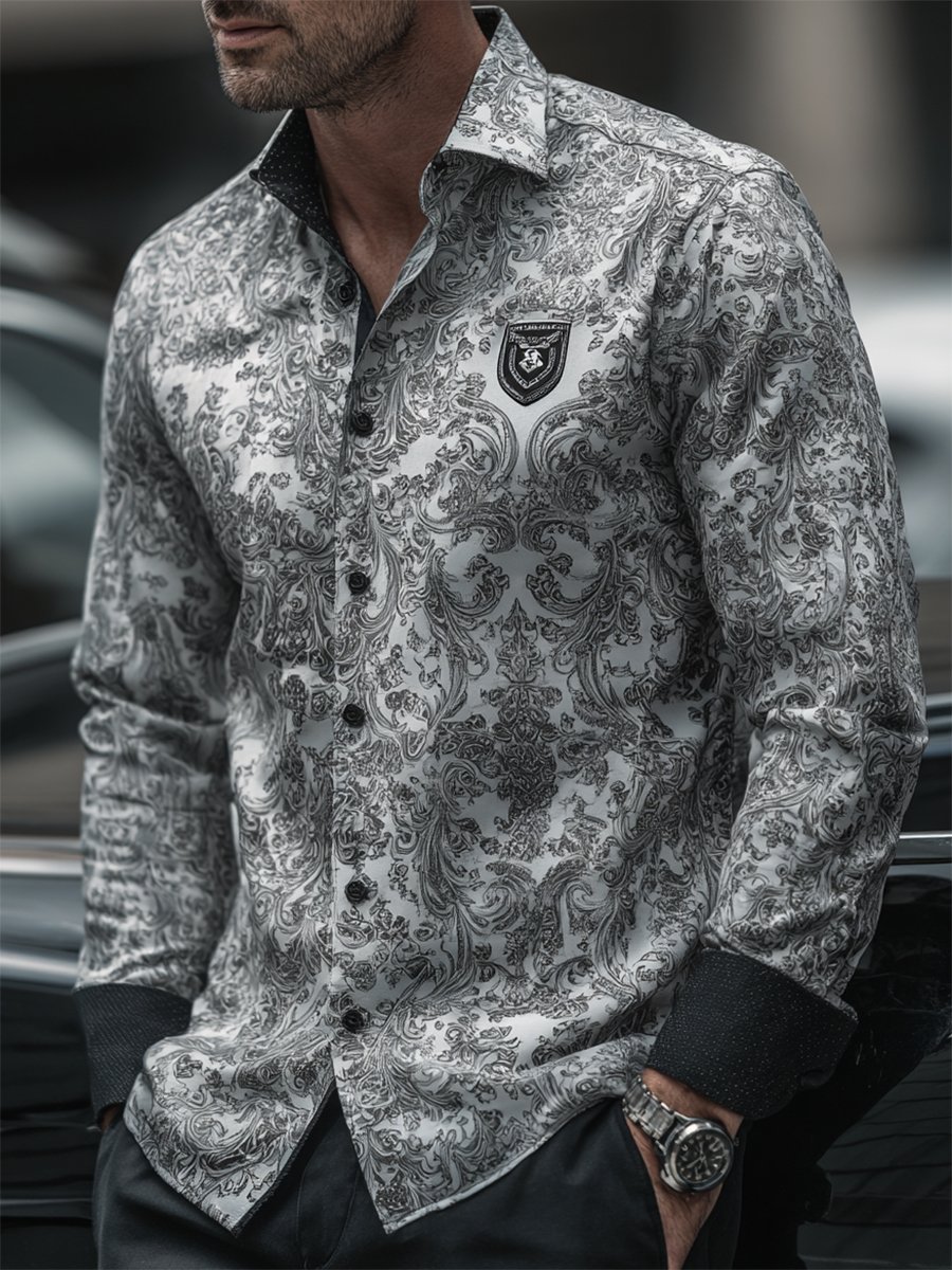 Camisa ejecutivo casual Baroque de manga larga para hombre