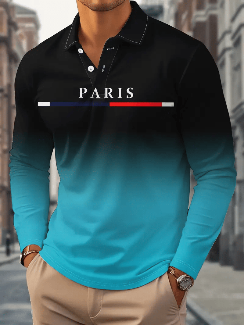 Camisa polo ejecutivo Light de lujo a rayas estampado solapa para hombre