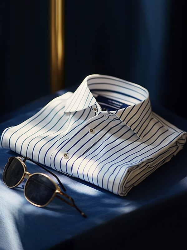 Camisa satén de lujo vintage a rayas de manga corta para hombre
