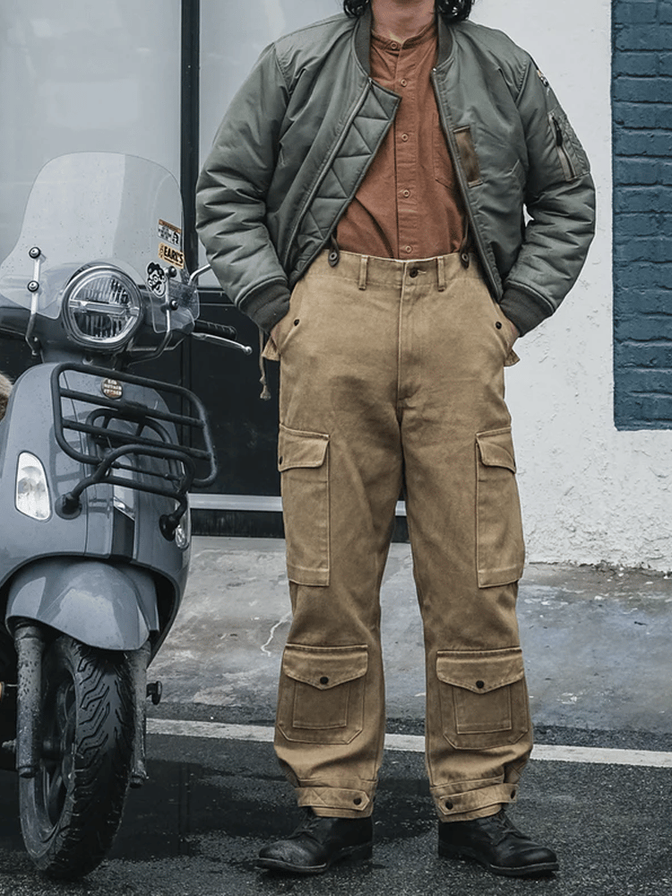 Pantalón vintage para exterior bolsillo casual para hombre
