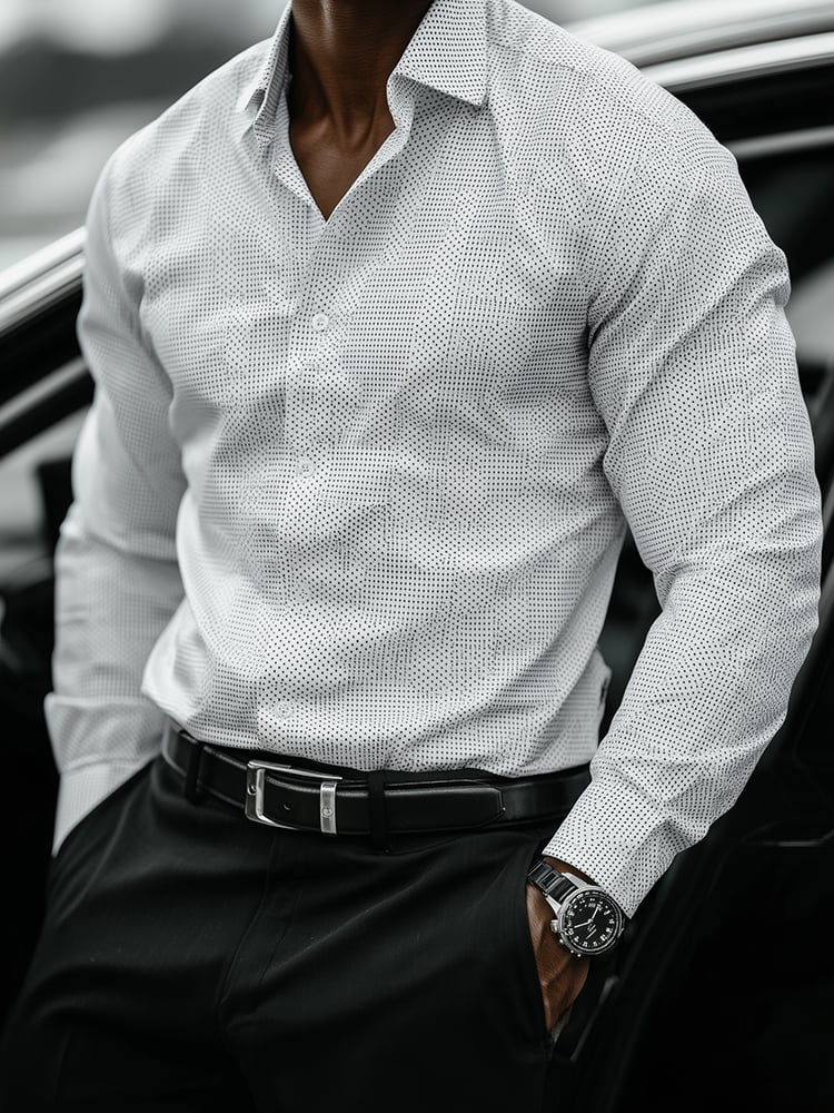 Camisa casual estampado de manga larga ejecutivo para hombre