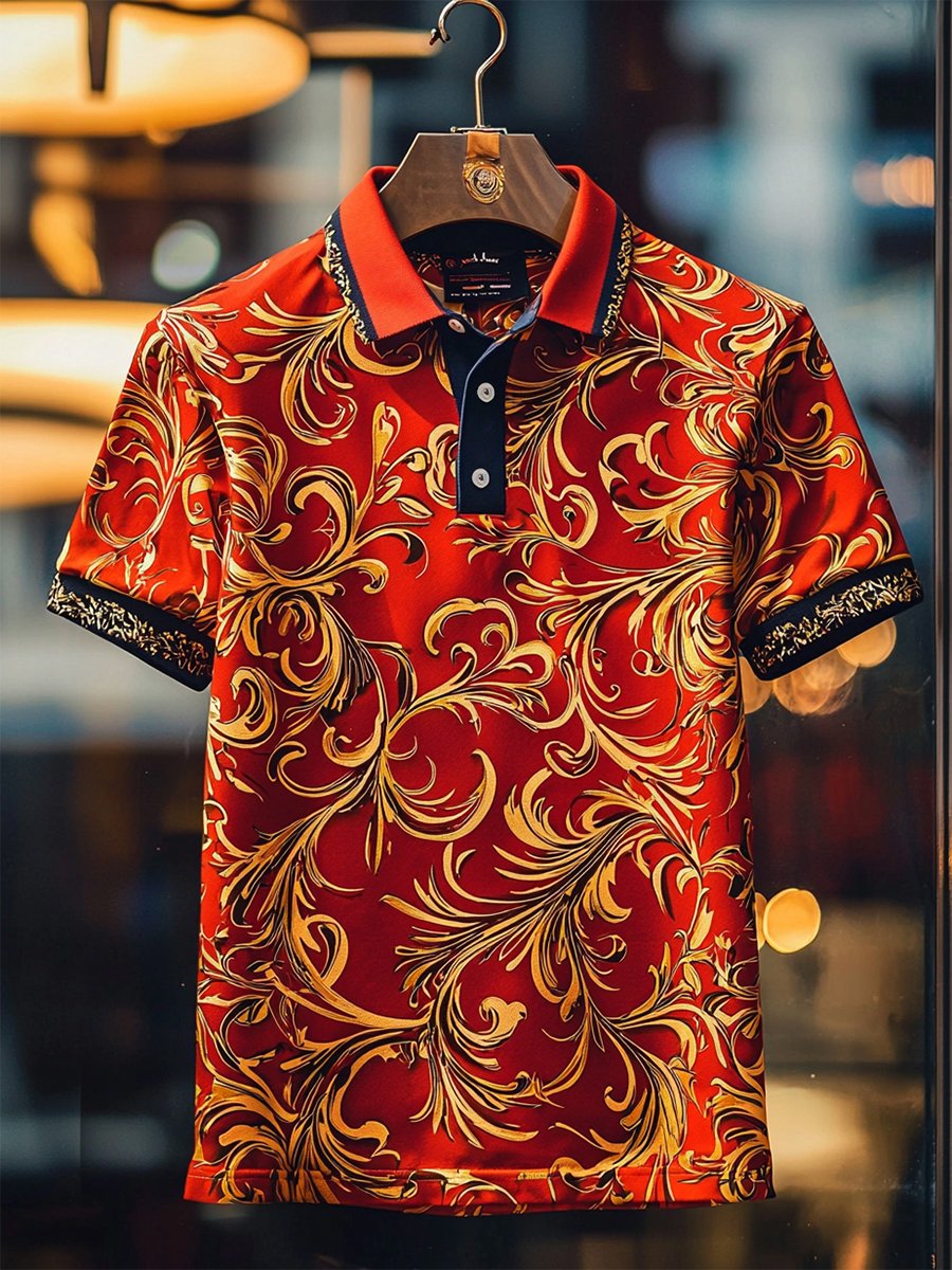 Camisa polo casual ejecutivo Palace Style Button de manga corta para hombre