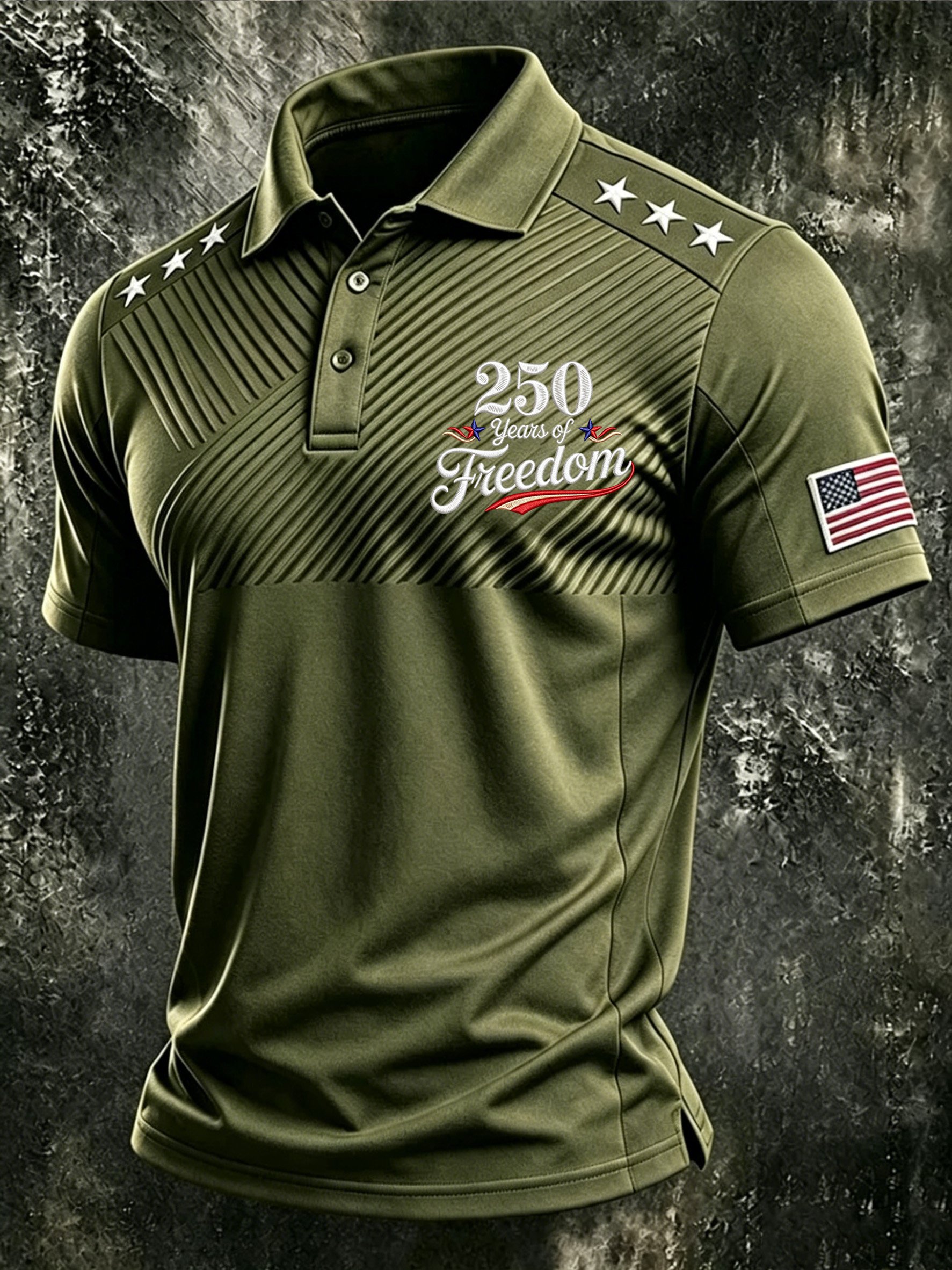 Camisa polo American Flag estampado para hombre