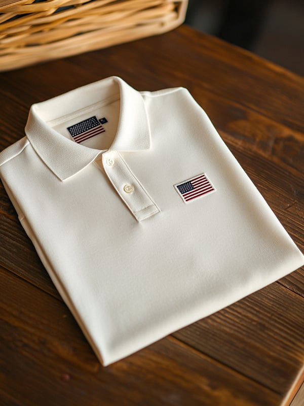 Camisa polo clásico ejecutivo Flag Independence Day de manga corta para hombre
