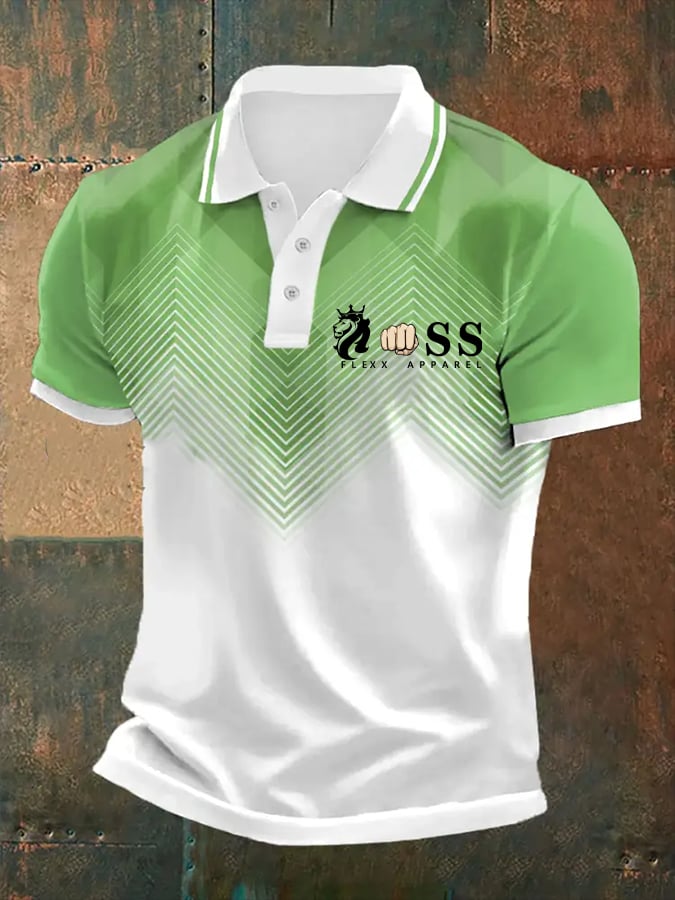 Camisa polo retro Letter estampado casual para hombre