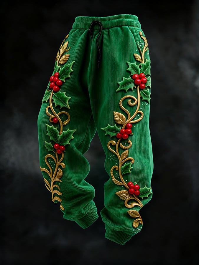 Casual Christmas holly sweatpantalón para hombre