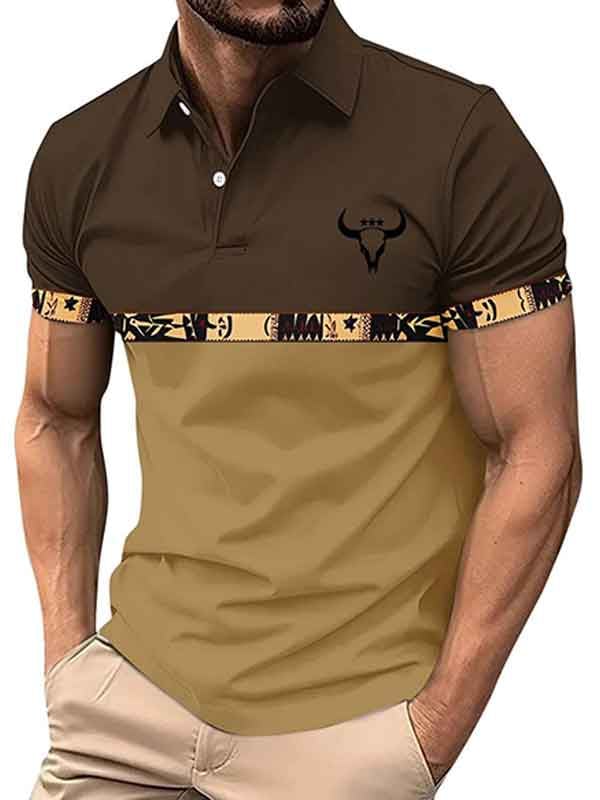 Camisa polo ejecutivo casual a rayas Button de manga corta para hombre