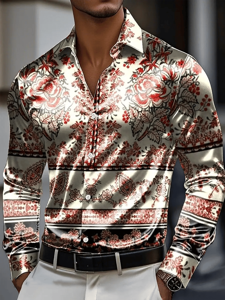 Camisa vintage de manga larga para hombre