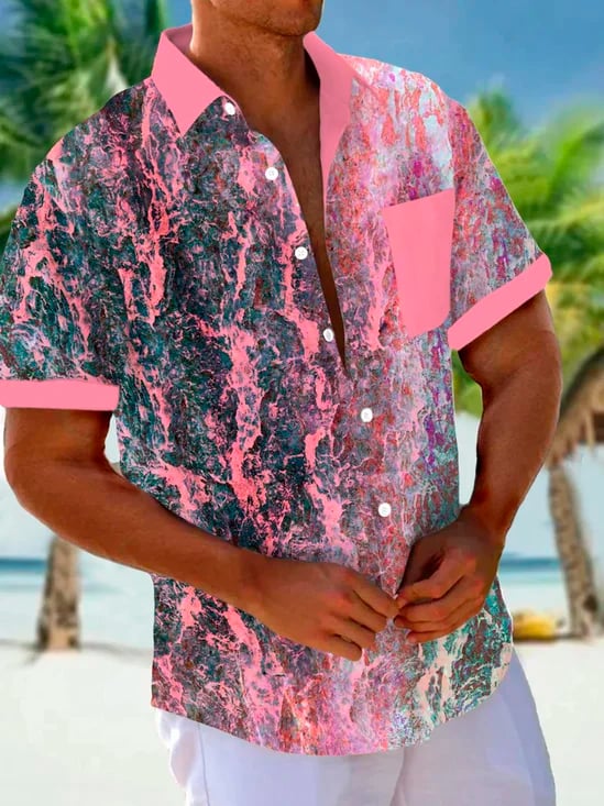 Camisa retro Abstract de manga corta para hombre