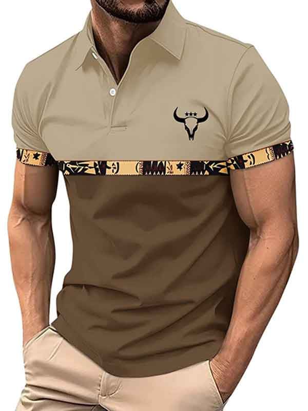 Camisa polo ejecutivo casual a rayas Button de manga corta para hombre