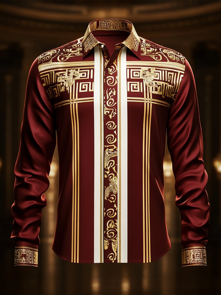 Camisa satén Luxe de manga larga con botones para hombre