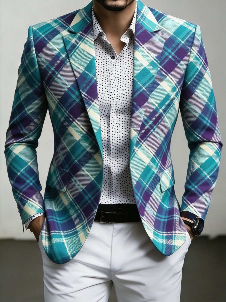 Chaqueta de lujo ejecutivo a cuadros estampado Suit para hombre