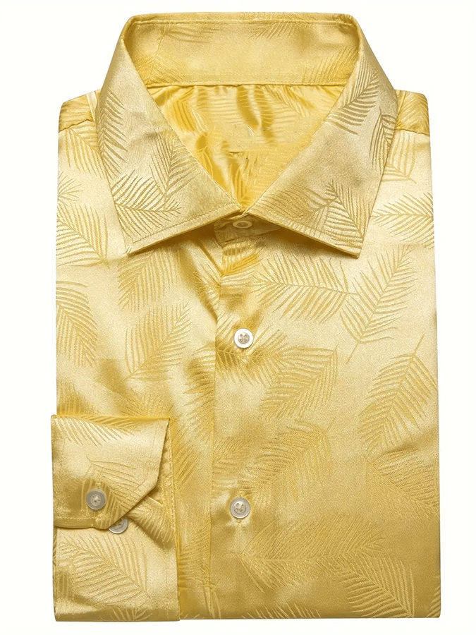 Camisa seda ejecutivo de lujo Design estampado de manga larga para hombre