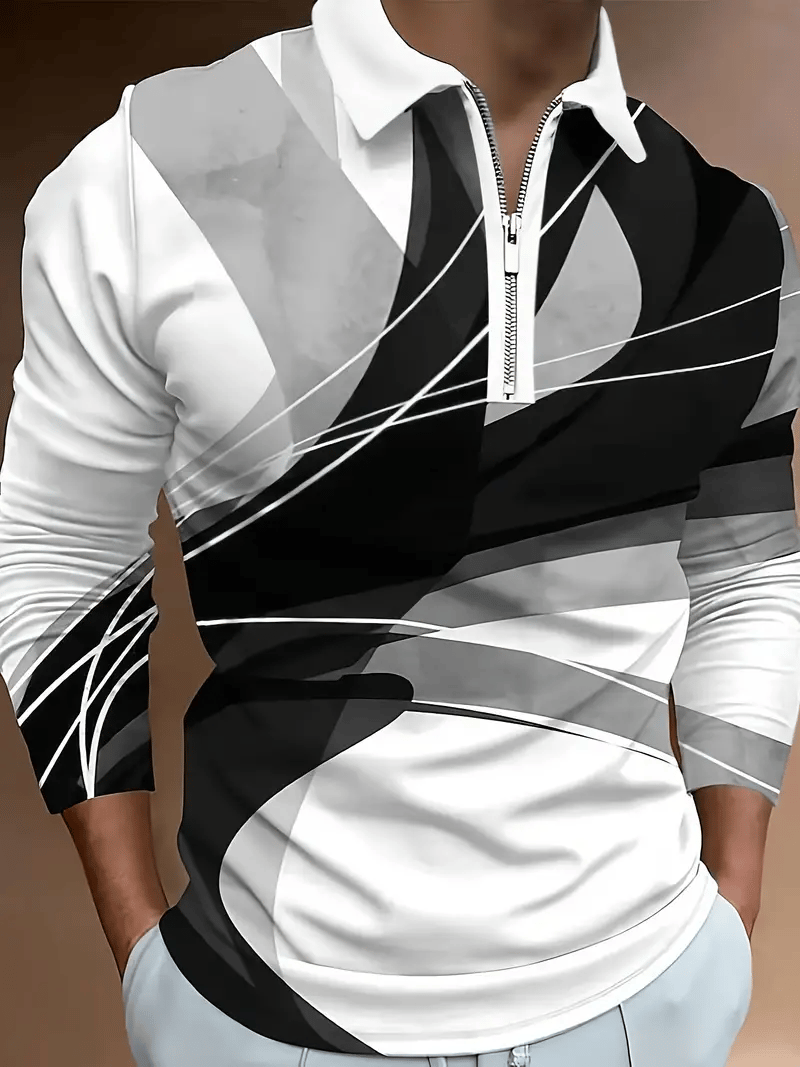 Camisa ejecutivo casual a rayas con cierre para hombre