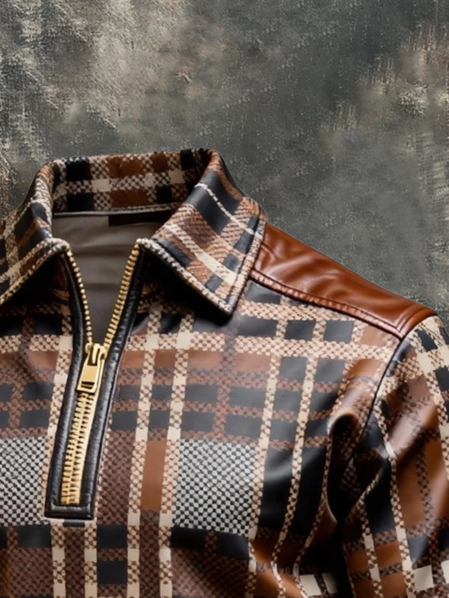 Sudadera vintage Color-Block estampado con cierre con gorrasucha para hombre