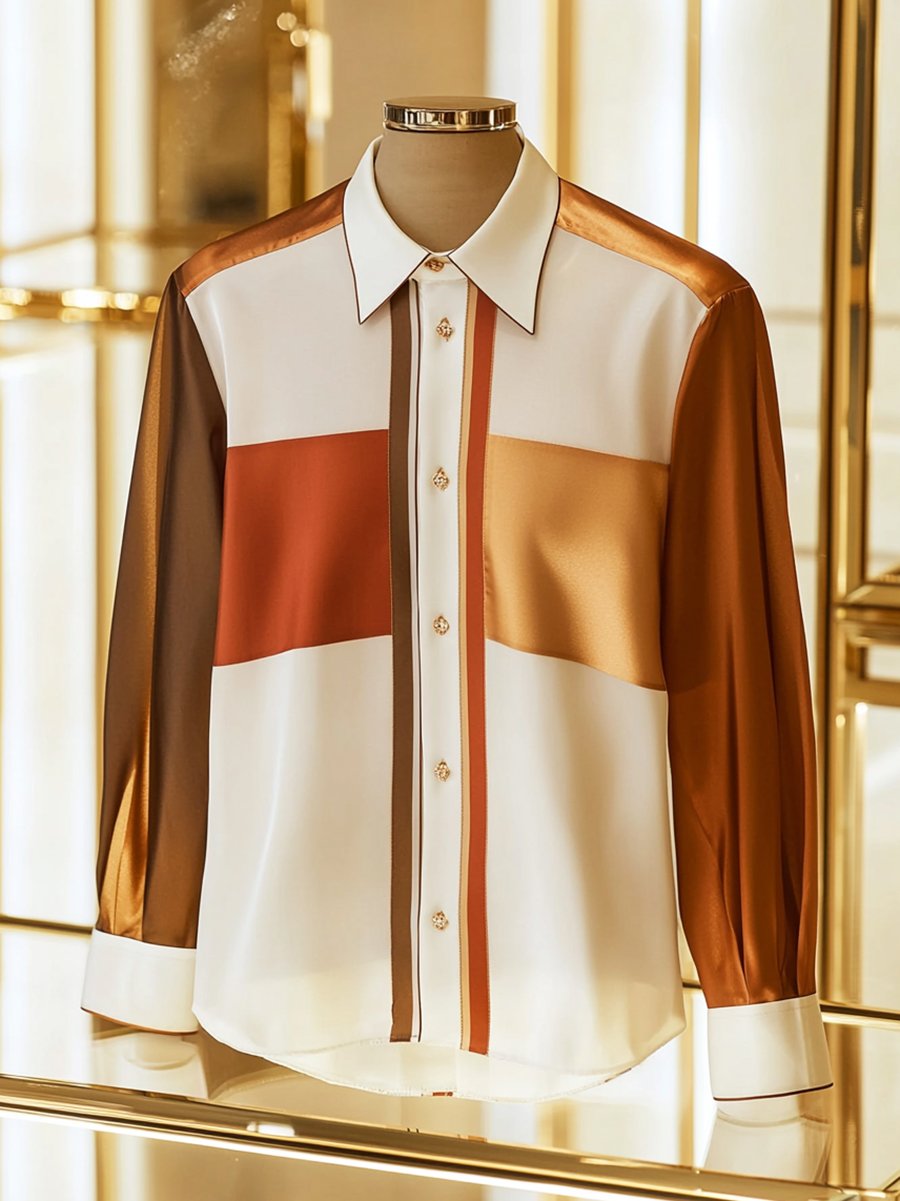 Camisa satén de lujo ejecutivo de manga larga para hombre