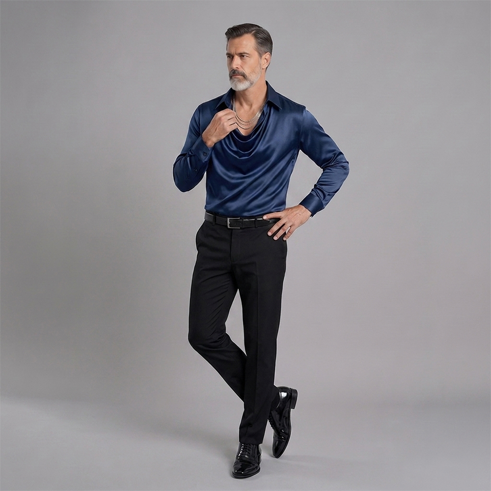 Solid-Color, Minimaliscamiseta-Collar Top para hombre