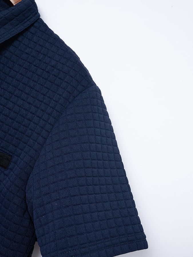 Camisa polo jacquard a cuadros Fabric de moda casual para hombre