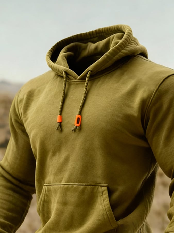 Sudadera retro clásico Basic All-Match de color sólido Hooded para hombre