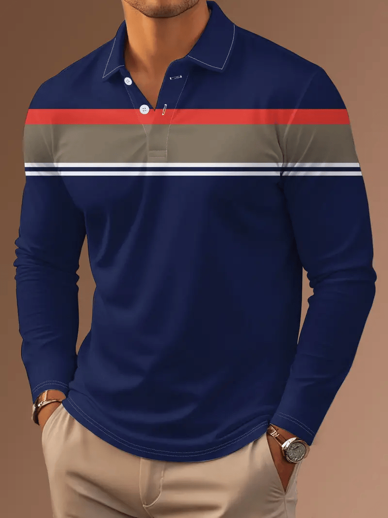 Ejecutivo casual a rayas con botones Polo para hombre