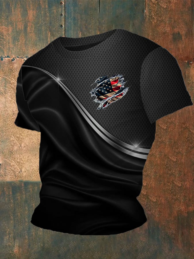 Camiseta Independence Day Flag estampado cuello redondo para hombre