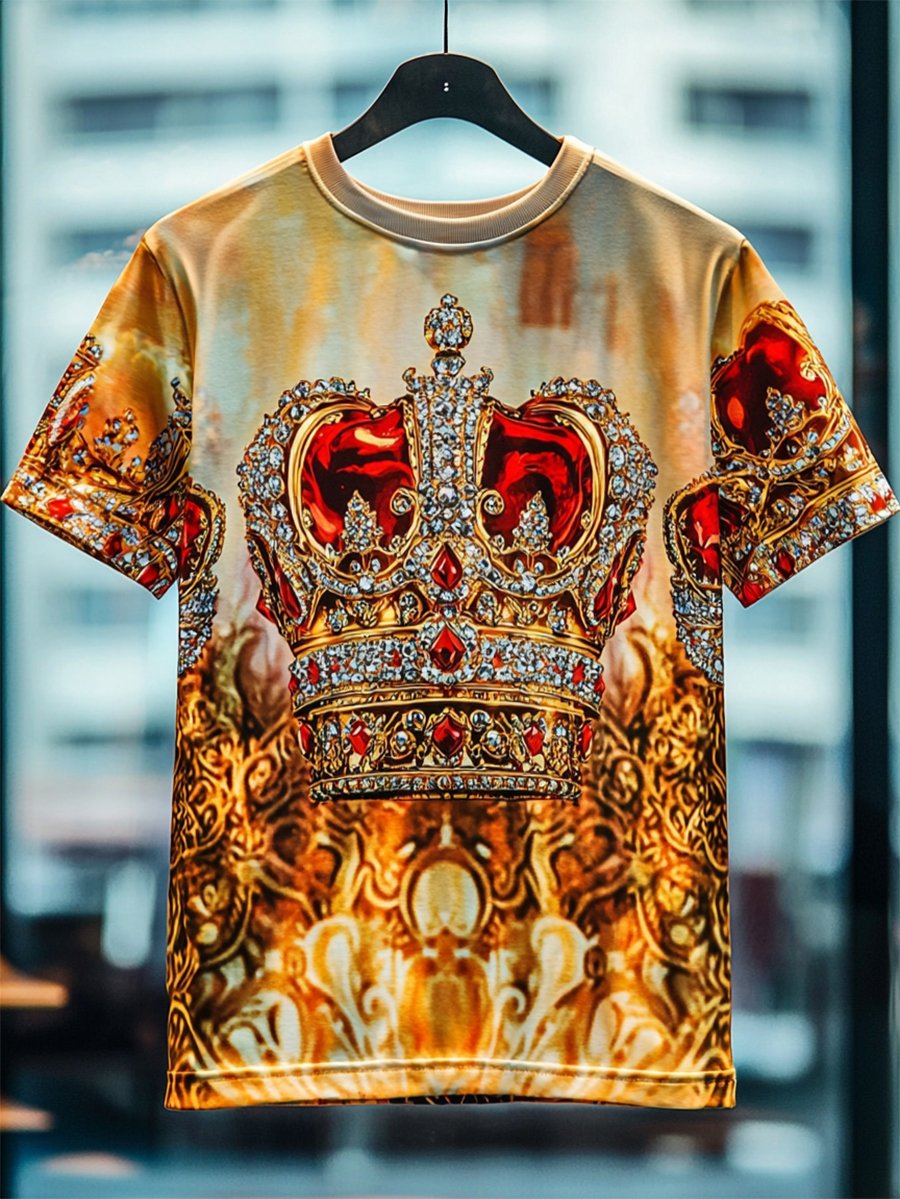 Camiseta ejecutivo de lujo estampado de algodón de manga corta para hombre