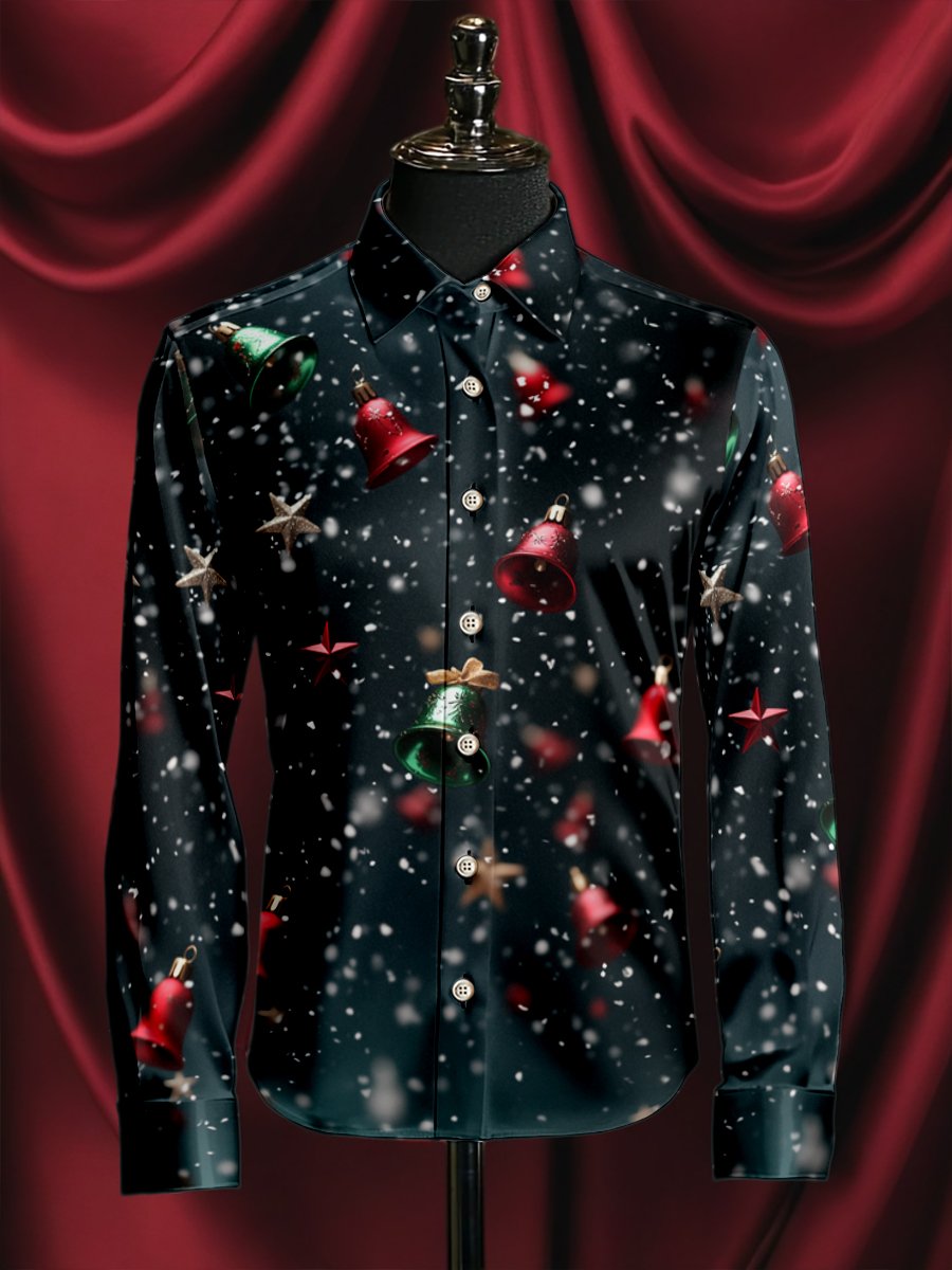 Camisa seda de lujo Christmas de manga larga para hombre