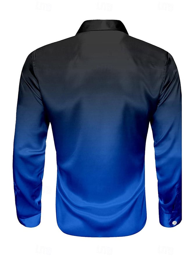 Camisa Luxe degradado satén de manga larga para hombre