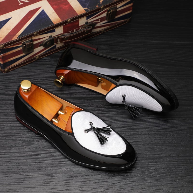 Zapatos casual de moda British Shiny cuero para hombre