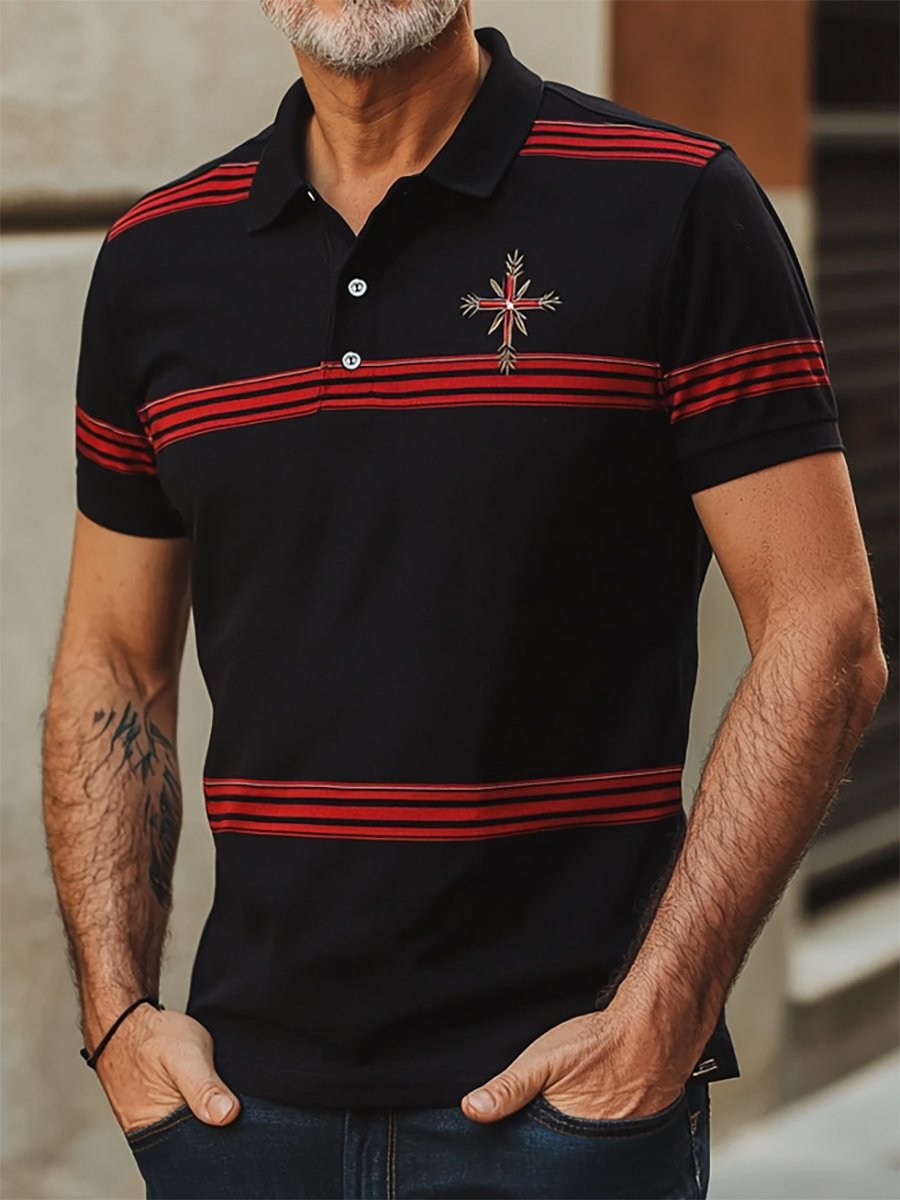Camisa polo ejecutivo casual Faith Button de manga corta para hombre