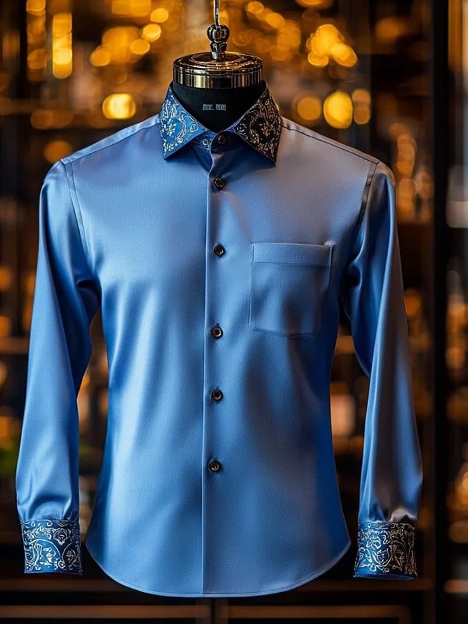 Camisa elegante Romantic Gorgeous diseño de manga larga para hombre