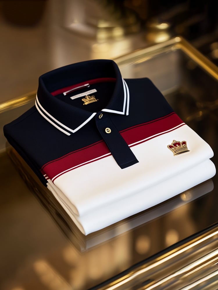para hombre ejecutivo casual Logo Button de manga corta camisa polo