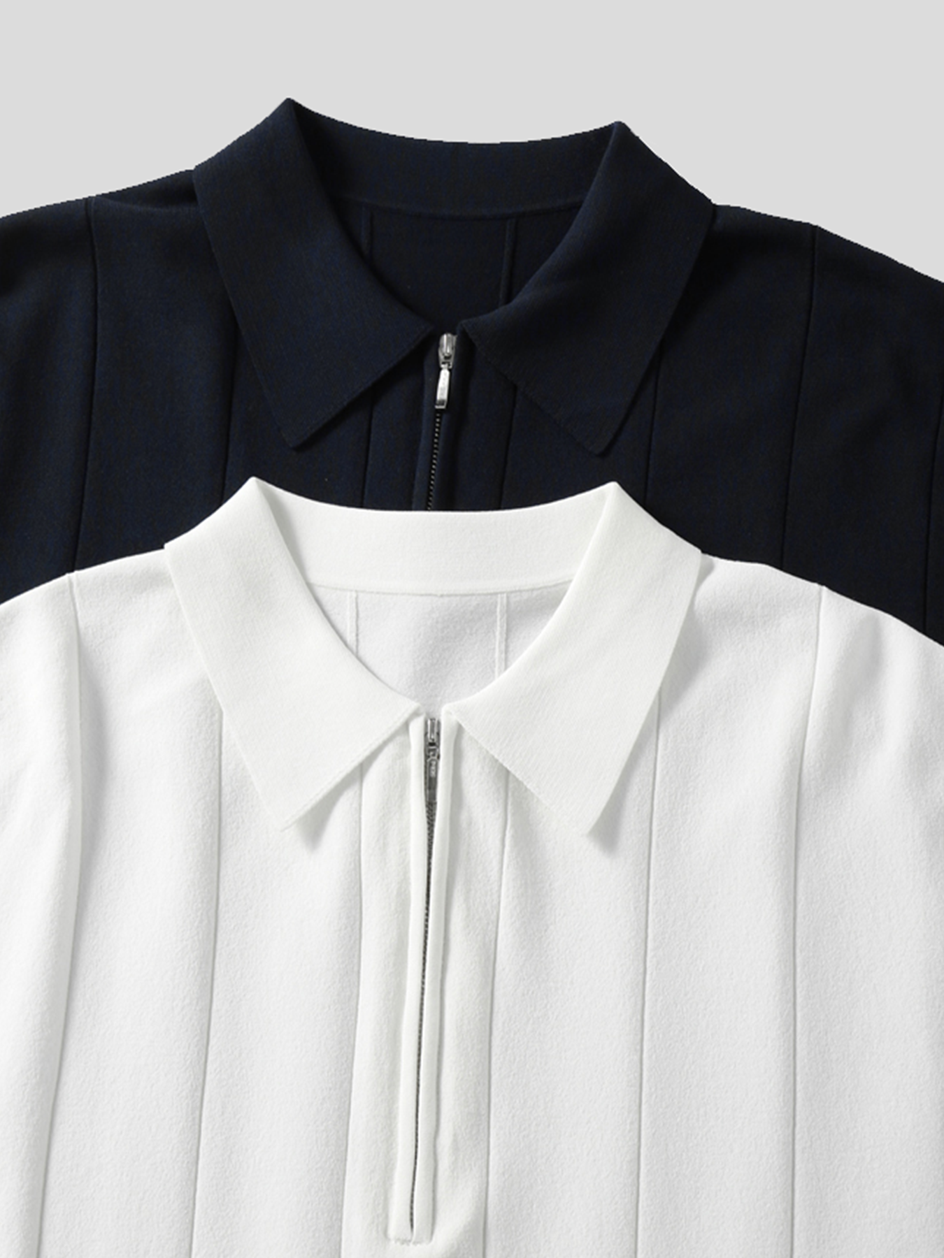 Cooltejido transpirable de manga corta Zip tejidoted Polo