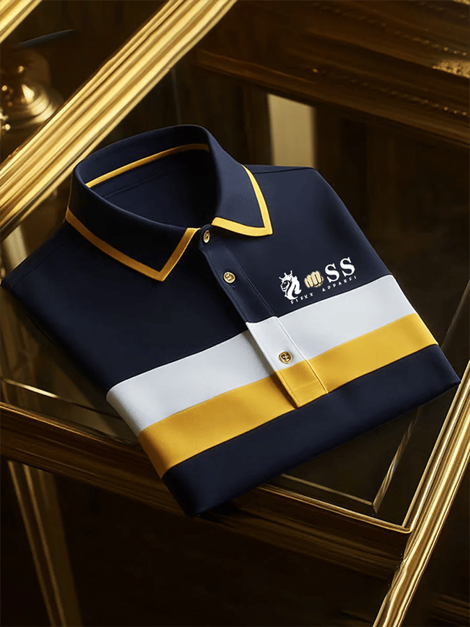 Camisa polo retro Letter Design estampado casual para hombre