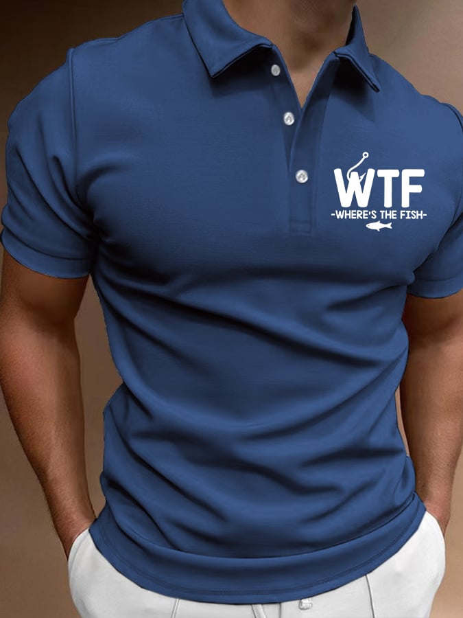Camisa polo WTF - Where's The Fish estampado Contrast casual para hombre