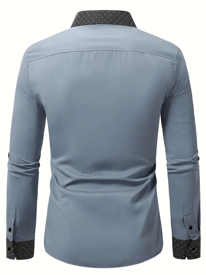 Camisa ejecutivo casual estampado satén de manga larga para hombre