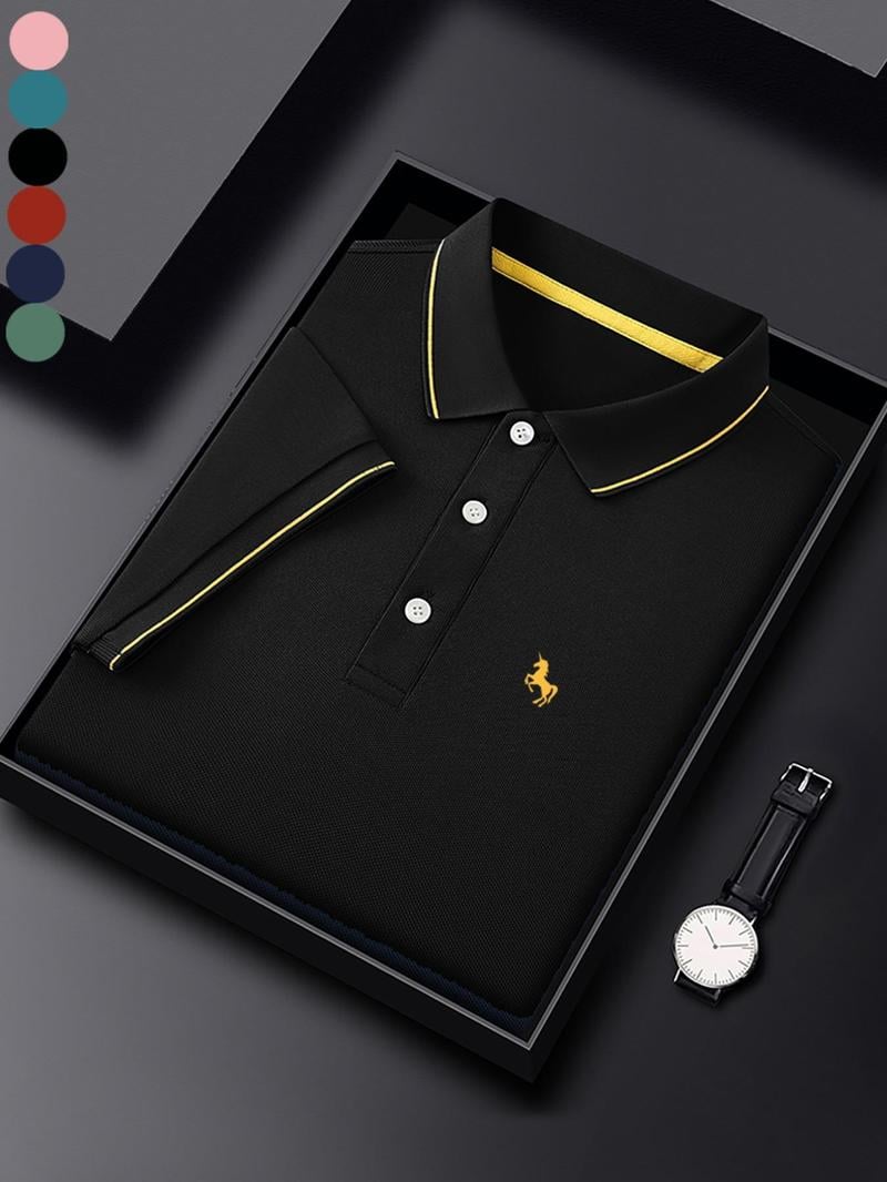 Camisa polo ejecutivo casual Logo Button de manga corta para hombre