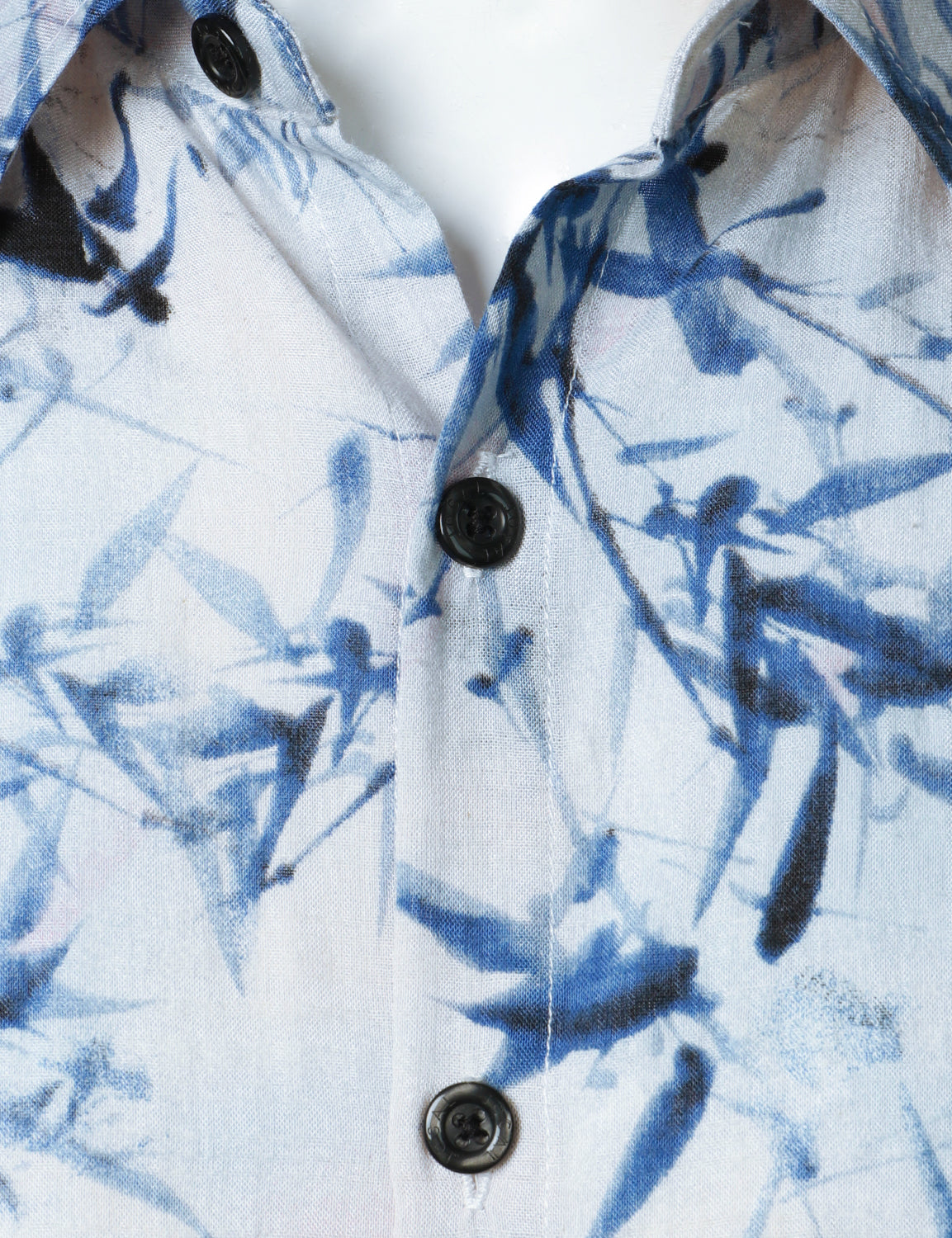 Camisa de algodón Bamboo Art estampado Button Summer casual de manga corta Light Blue Hawaiian para hombre