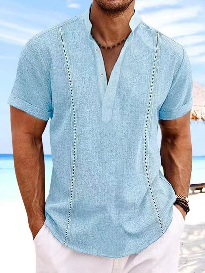 De color sólido casual Resorcamiseta para hombre