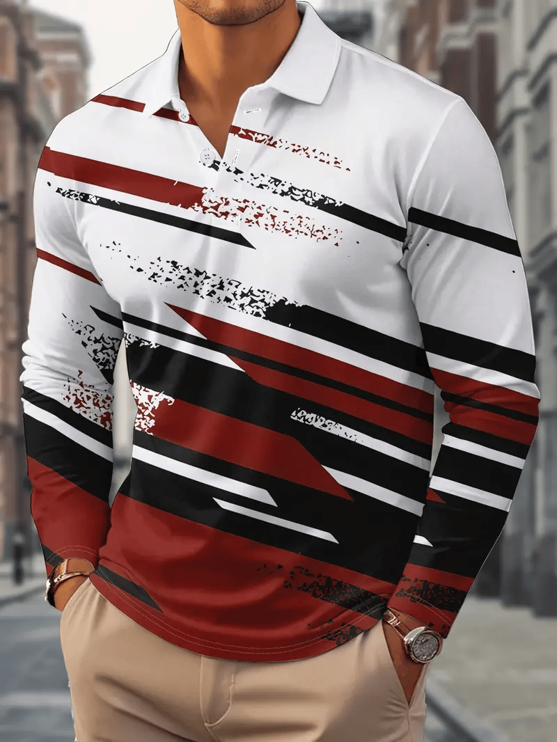 Ejecutivo casual a rayas con botones Polo para hombre