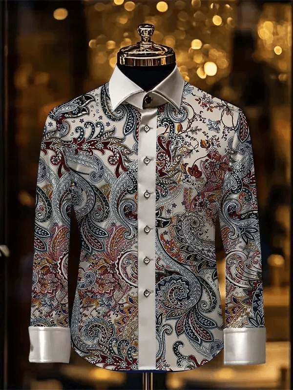Camisa rayas estampado ejecutivo de manga larga para hombre