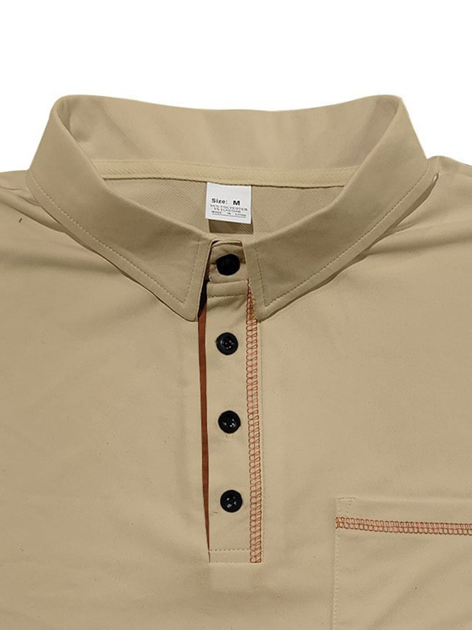 Camisa polo elegantee casual With Contrasting Color Thread Design (With bolsillos) para hombre