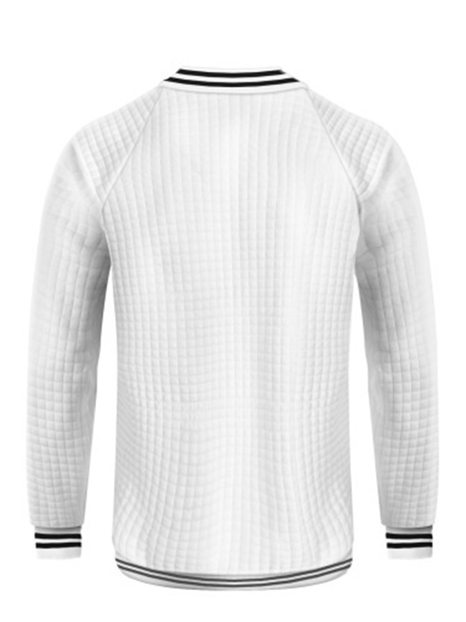 Chaqueta jacquard Stand cuello de color sólido cierre para exterior Versatile para hombre